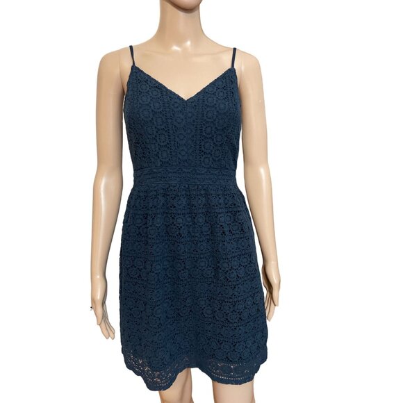 Abercrombie & Fitch Navy Blue Viscose Dress Size Medium - Picture 1 of 3